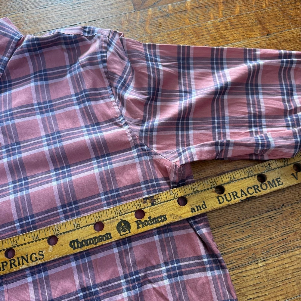 ROWM Mens Large Pink Purple Plaid Long Sleeve Button Down Stretch Shirt L - Picture 4 of 8